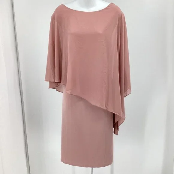 Hanna Nikole | Dresses | Hanna Nikole Womens 24w Sleeveless Cape Dress With Chiffon  Overlay Pencil Pink | Poshmark